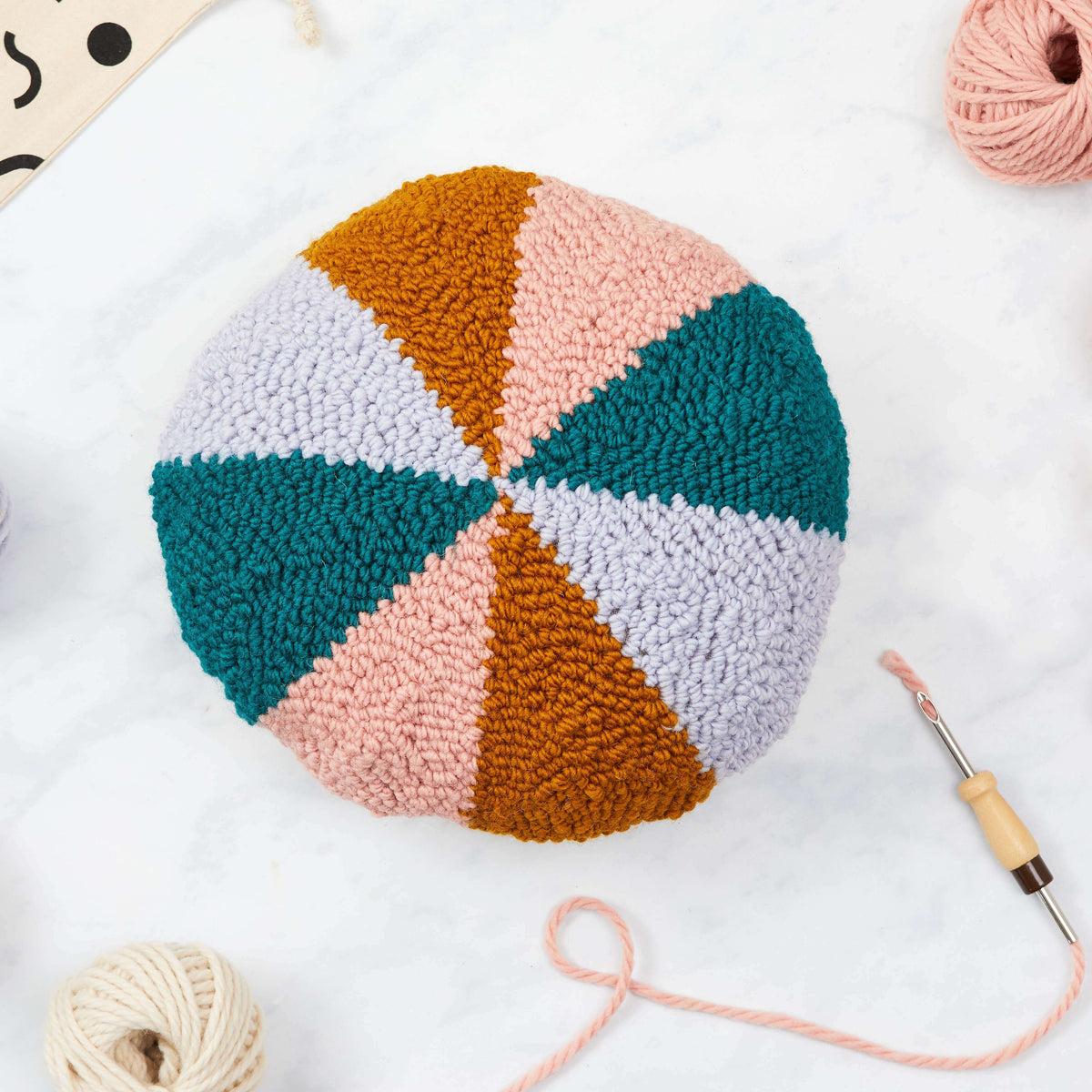 Round Punch Needle Cushion with British Wool | The Modern Crafter