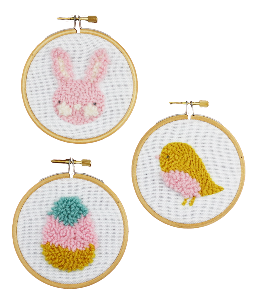 Easter Punch Needle Decorations, Easter Crafts, embroidery hoops, british wool, Lavor Punch Needle Embroidery Tool, punch needle, lavor punch needle tool, punch needle tool, punch needle kit uk