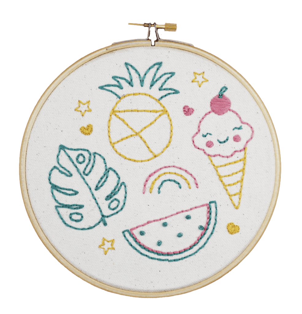 beginner embroidery kit, embroidery fruit, embroidery ice cream, embroidery kit, embroidery uk, embroidery kit uk, embroidery tool