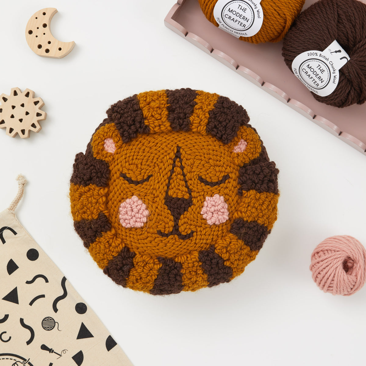 British Wool Lion Punch Needle Cushion Kit | The Modern Crafter