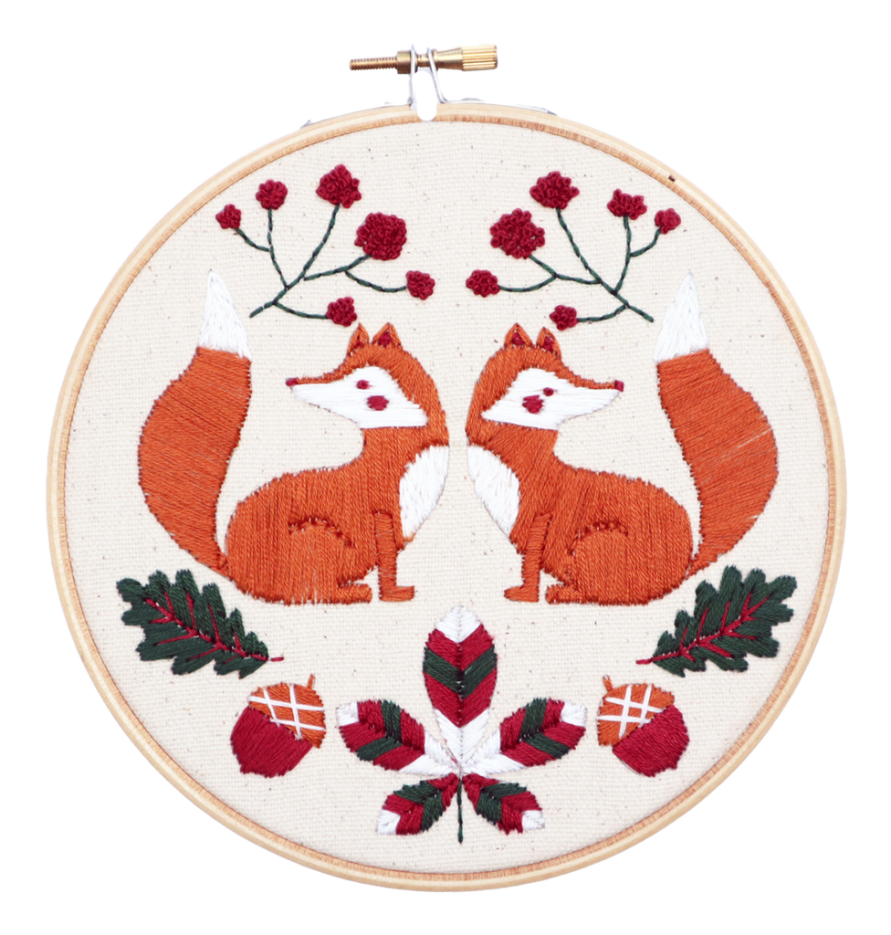 Beginner Embroidery Kit - Twin Fox