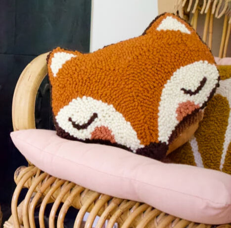 British Wool Fox Punch Needle Cushion | The Modern Crafter