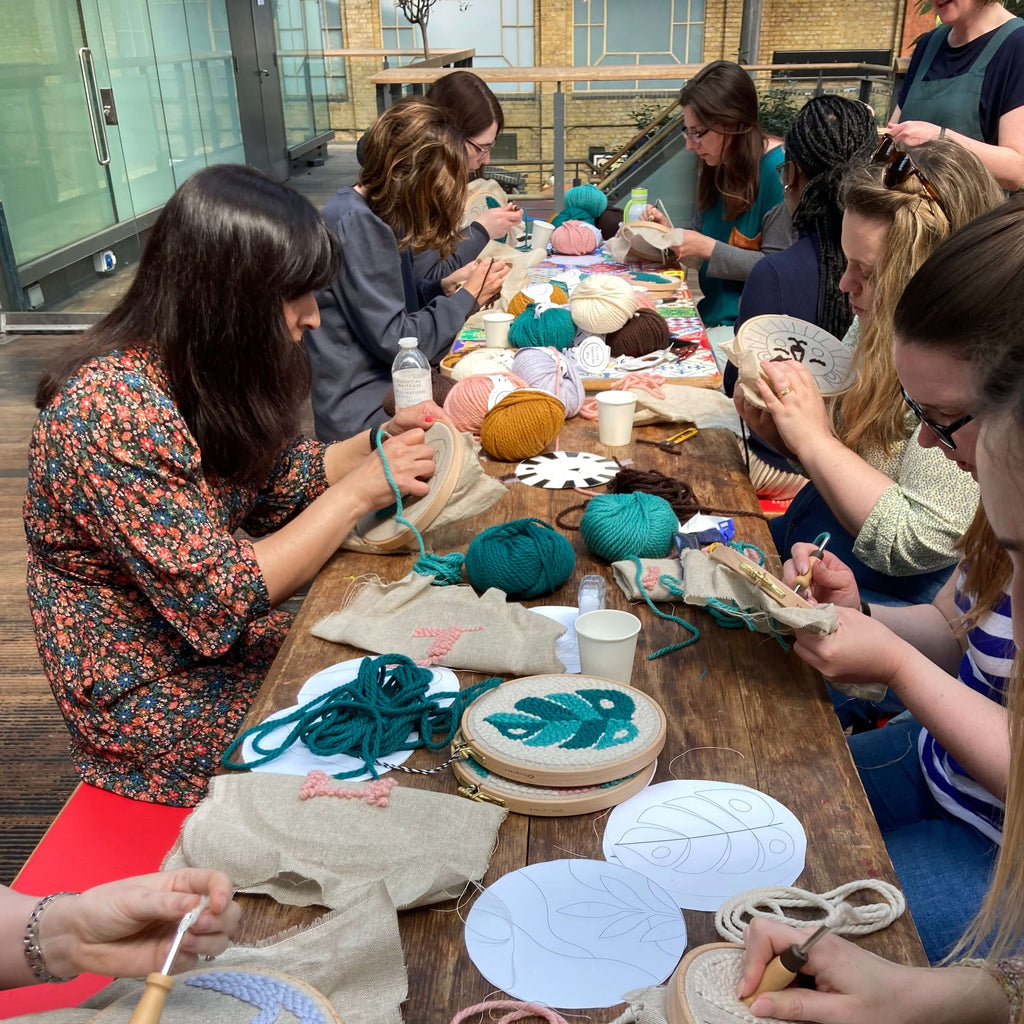 Punch needle workshop at Spitalfields Market in London