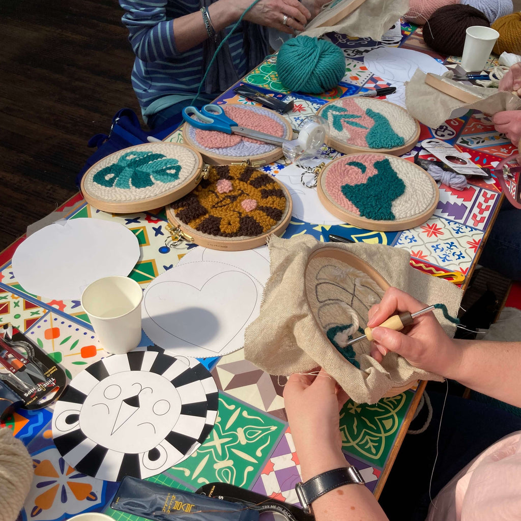 Punch needle workshop at Spitalfields Market in London