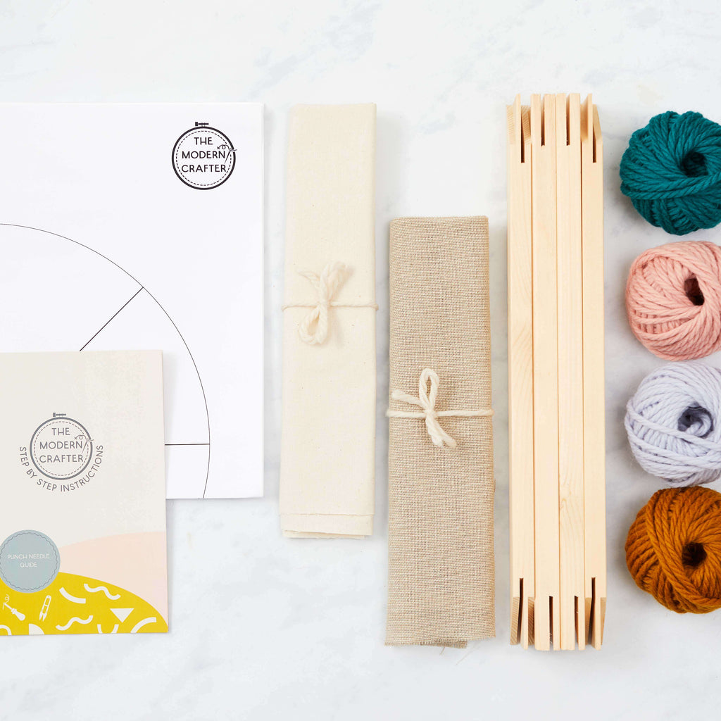 Round Punch Needle Cushion with British Wool