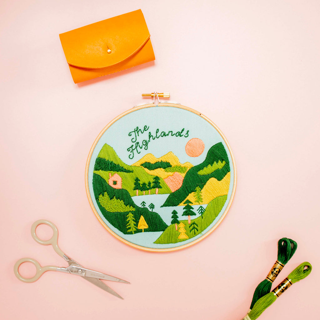 The Highlands Embroidery kit with dmc threads, by The Modern Crafter