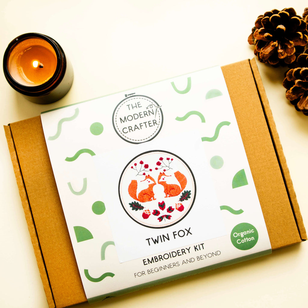 Beginner Embroidery Kit - Twin Fox