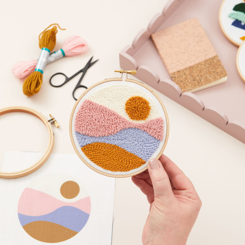 Hand embroidery kit for beginners Sunset