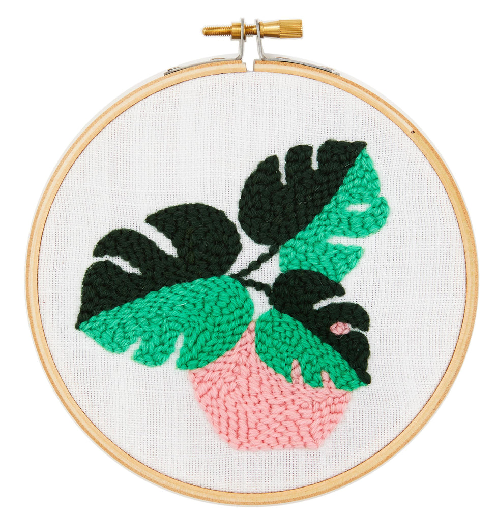 beginner embroidery kit, embroidery plant pot, embroidery monstera, embroidery kit, embroidery uk, embroidery kit uk, embroidery tool