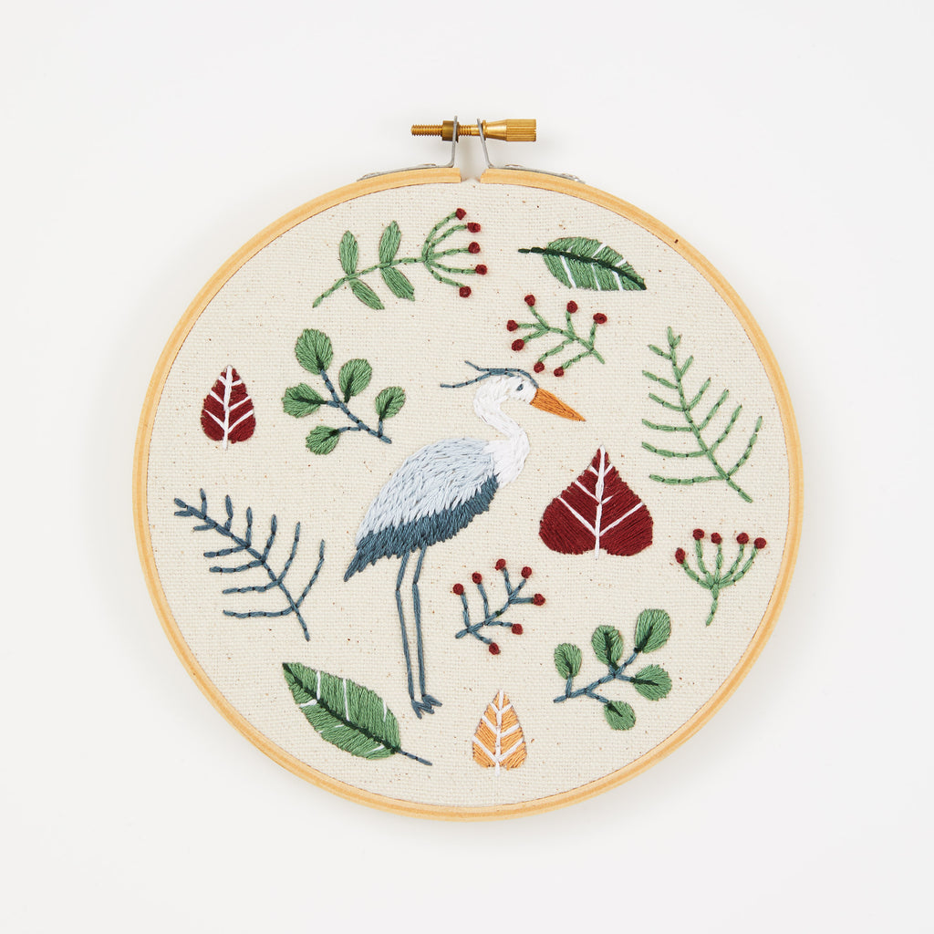 Beginner Embroidery Kit Heron, embroidery kit, embroidery uk, embroidery kit uk, embroidery tool, embroidery hoops